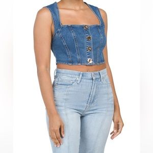 🎉LAST PIECE 🎉 HOUSE OF HARLOW Square Neck Denim Corset Top